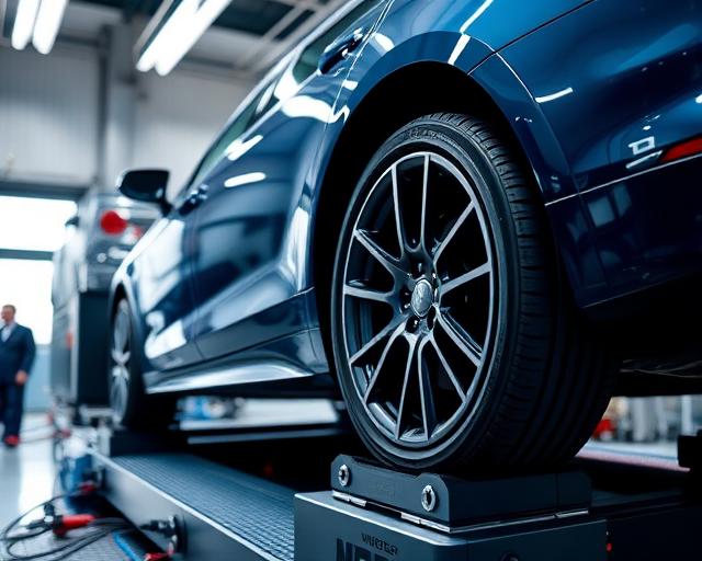 Car on a computerized wheel alignment machine